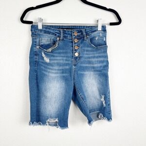 Dollhouse Women's Bermuda Cut‎ Off shorts Blue Sz 4